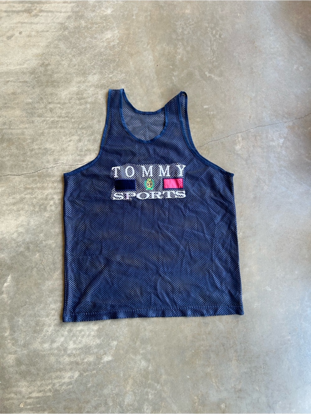 Tommy Hilfiger Navy Mesh Tank with Logo Panels